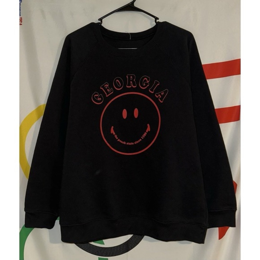 State of Mine Georgia Bulldogs Sweatshirt Womens‎ Medium Black Football Smiley